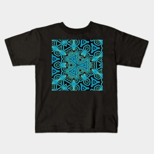 Kaleidoscope Blue Green Heart Pattern Kids T-Shirt